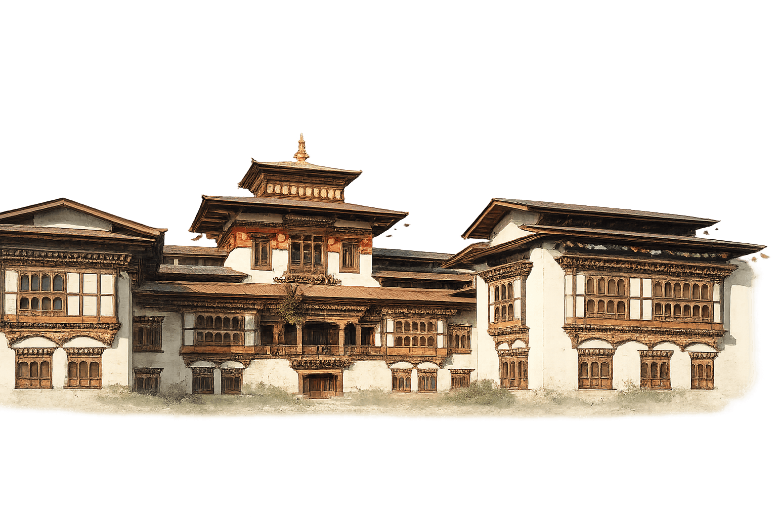 Illustration of the Royal Institute of Management campus in Simtokha