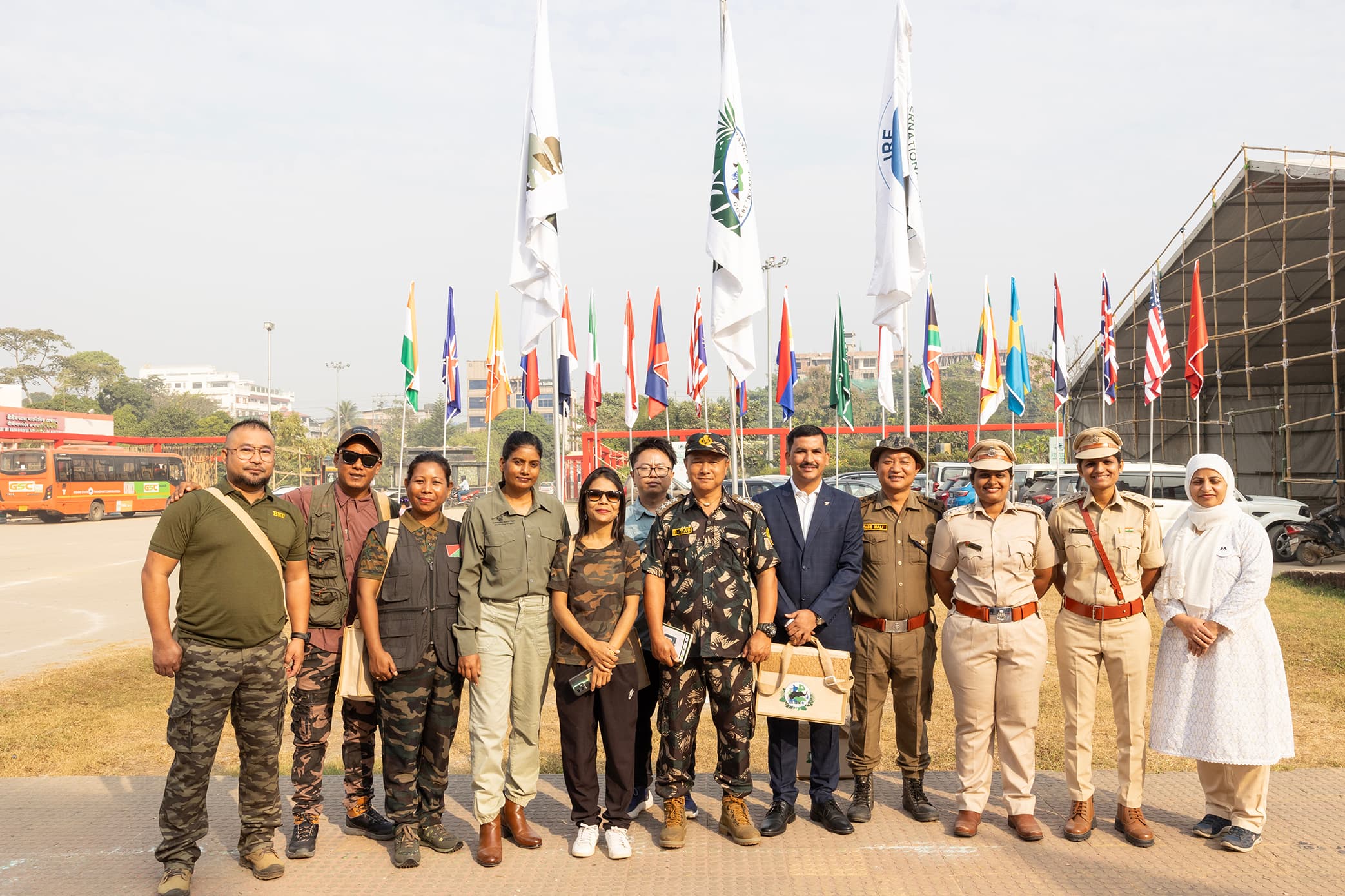 A delegation of rangers and partner organisations meeting together.
